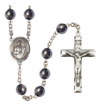 Silver Plated 8mm Hematite San Judas Rosary