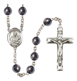 Silver-Plated 8mm Saint Lawrence  Engraved Catholic Rosaries