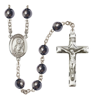 Silver-Plated 8mm Saint Lucia of Syracuse  Engraved Catholic Rosaries