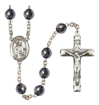 Silver Plated 8mm Hematite Saint Kilian Rosary