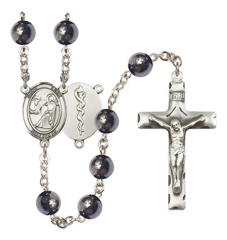 Silver-Plated 8mm Saint Luke the Apostle / Doctor Rosary