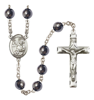 Silver Plated 8mm Hematite Saint Mark the Evangelist Rosary