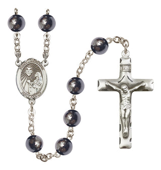 Silver Plated 8mm Hematite Saint Margaret Mary Alacoque Rosary