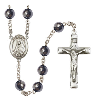 Silver-Plated 8mm Saint Martha  Engraved Catholic Rosaries