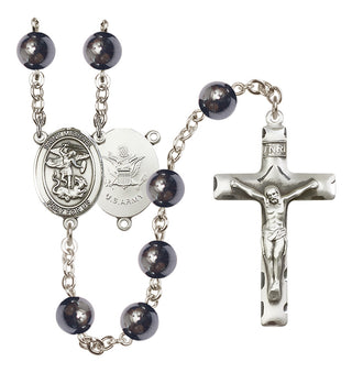 Silver-Plated 8mm Saint Michael / Army Rosary