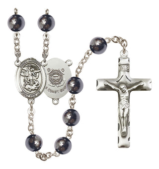 Silver-Plated 8mm Saint Michael / Coast Guard Rosary