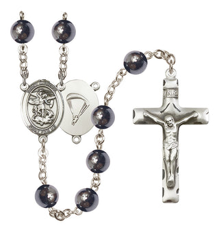 Silver-Plated 6mm Saint Michael / Paratrooper Rosary