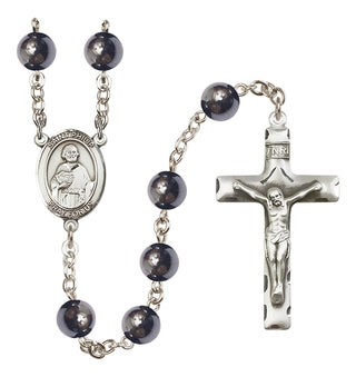 Silver Plated 8mm Hematite Saint Philip the Apostle Rosary