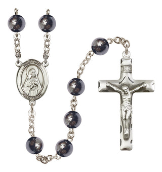 Silver-Plated 8mm Saint Rita of Cascia  Engraved Catholic Rosaries