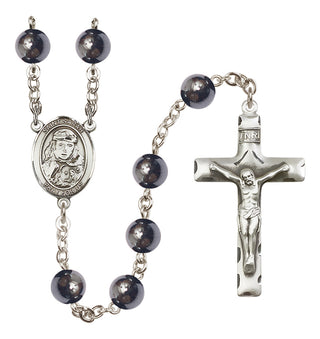 Silver-Plated 8mm Saint Sarah  Engraved Catholic Rosaries