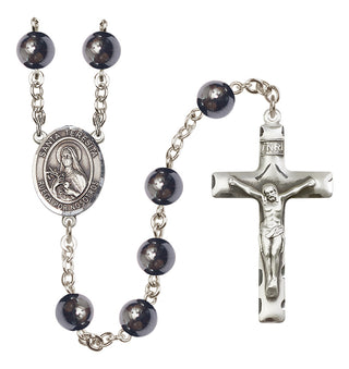 Silver-Plated 8mm Santa Teresita  Engraved Catholic Rosaries