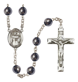 Silver Plated 8mm Hematite Saint Casimir of Poland Rosary
