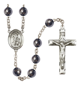 Silver-Plated 8mm Guardian Angel w/Child  Engraved Catholic Rosaries
