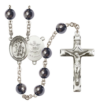 Silver-Plated 8mm Guardian Angel / Army Rosary