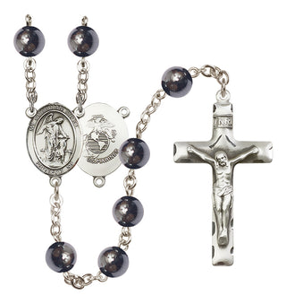 Silver-Plated 8mm Guardian Angel / Marine Corp Rosary