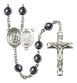 Guardian Angel and Nat'l Guard Rosary with Hematite Beads