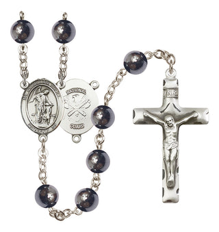 Silver-Plated 8mm Guardian Angel / Nat'l Guard Rosary
