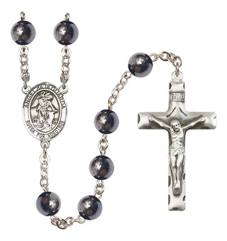 Silver-Plated 8mm Angel de la Guarda  Engraved Catholic Rosaries