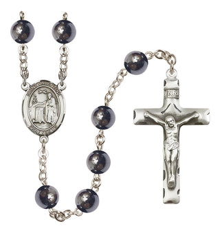 Silver Plated 8mm Hematite Saint Valentine of Rome Rosary