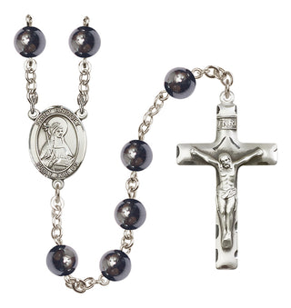 Silver-Plated 8mm Saint Bridget of Sweden  Engraved Catholic Rosaries