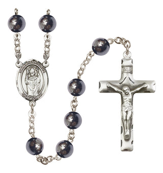 Silver-Plated 8mm Saint Stanislaus  Engraved Catholic Rosaries