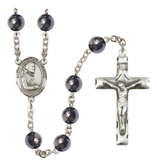 Silver-Plated 8mm Saint Pio of Pietrelcina  Engraved Catholic Rosaries