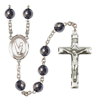 Silver-Plated 8mm Saint Christopher/Gymnastics  Engraved Catholic Rosaries