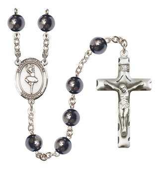 Silver-Plated 8mm Saint Christopher/Dance  Engraved Catholic Rosaries