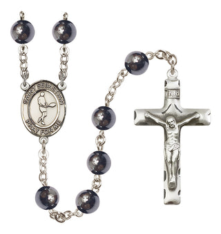 Silver-Plated 6mm Saint Sebastian/Tennis Rosary