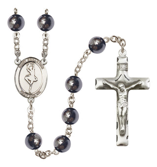 Silver-Plated 8mm Saint Sebastian/Dance Rosary