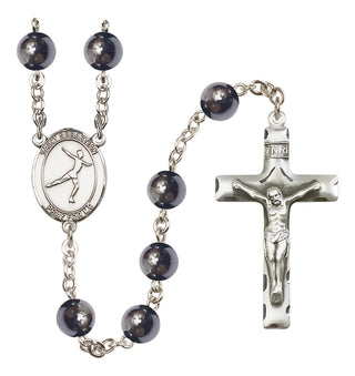 Silver-Plated 8mm Saint Sebastian/Figure Skating Rosary