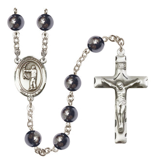 Silver-Plated 8mm Saint Sebastian / Archery Rosary