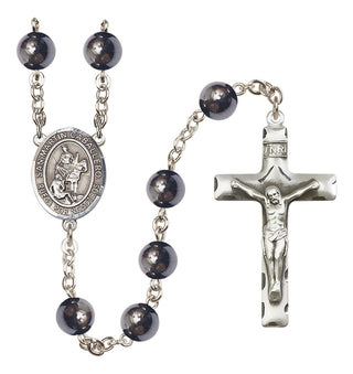 Silver-Plated 8mm San Martin Caballero  Engraved Catholic Rosaries