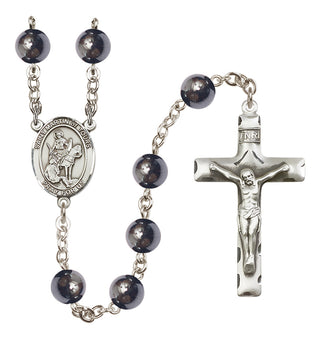 Silver Plated 8mm Hematite Saint Martin of Tours Rosary