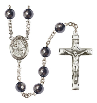 Silver Plated 8mm Hematite Madonna del Ghisallo Rosary