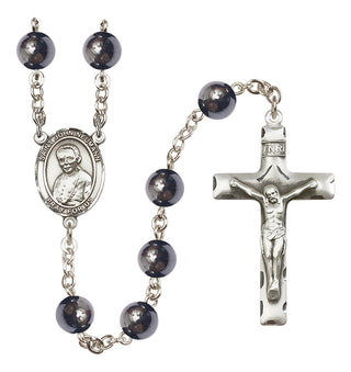 Silver Plated 8mm Hematite Saint John Neumann Rosary
