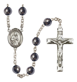 Silver Plated 8mm Hematite Saint Isaac Jogues Rosary