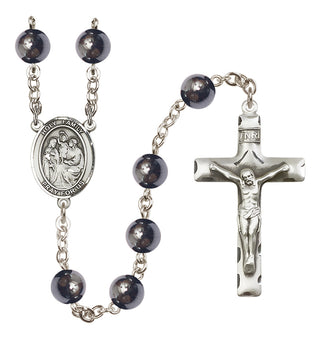Silver-Plated 8mm Holy Family  Engraved Catholic Rosaries