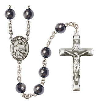 Silver Plated 8mm Hematite Saint Placidus Rosary