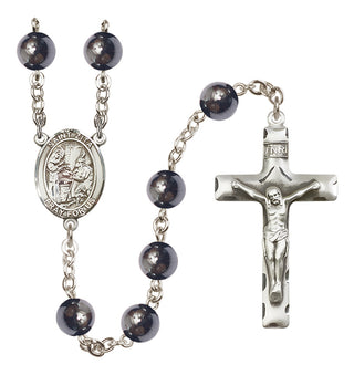 Silver-Plated 8mm Saint Zita  Engraved Catholic Rosaries