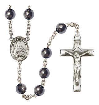 Silver Plated 8mm Hematite Our Lady of the Railroad Rosary