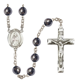 Silver-Plated 8mm Saint Samuel  Engraved Catholic Rosaries