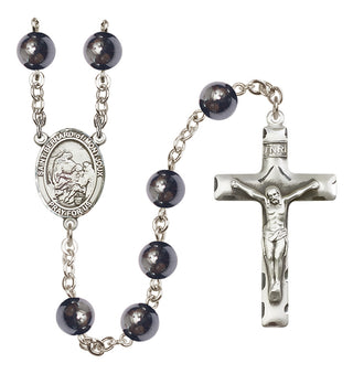 Silver-Plated 8mm Saint Bernard of Montjoux  Engraved Catholic Rosaries