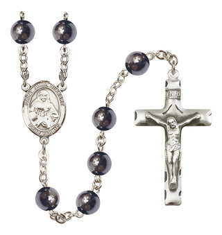 Silver Plated 8mm Hematite Saint Julia Billiart Rosary