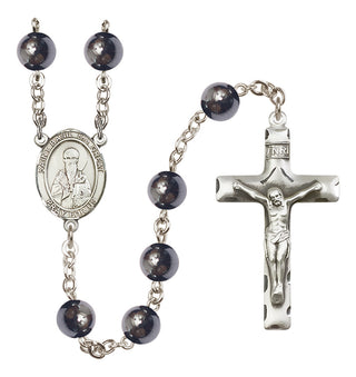 Silver-Plated 8mm Saint Basil the Great  Engraved Catholic Rosaries