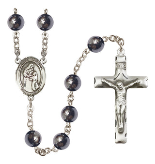 Silver-Plated 8mm Blessed Caroline Gerhardinger  Engraved Catholic Rosaries