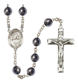 Silver Plated 8mm Hematite Our Lady of Good Counsel Rosary