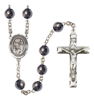 Silver-Plated 8mm Virgen de Lourdes  Engraved Catholic Rosaries