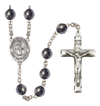 Silver Plated 8mm Hematite Virgen de la Merced Rosary
