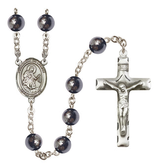 Silver Plated 8mm Hematite Our Lady of Mercy Rosary